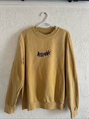 Men's Mustard Crewneck Sweatshirt with Small Center Logo